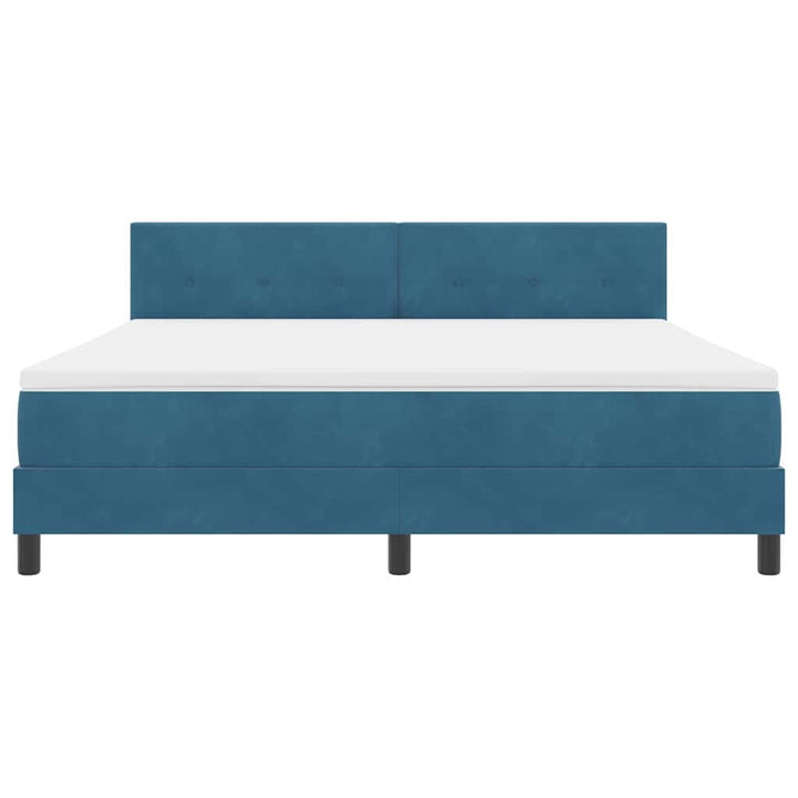 LED Box Spring Bed med madras Mørk blå 180 x 200 cm Fløjl