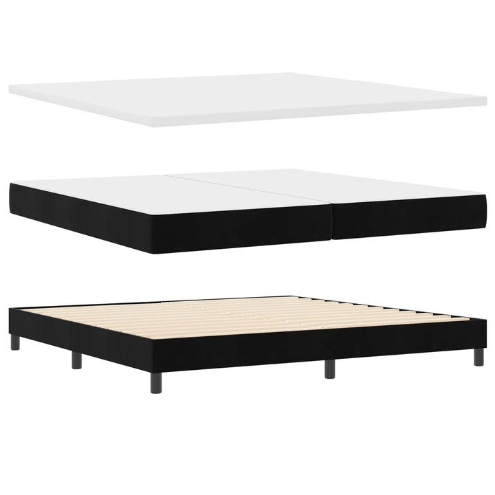 LED Box Spring Bed med LED-lysstrimler Sort 200 x 200 cm Fløjl