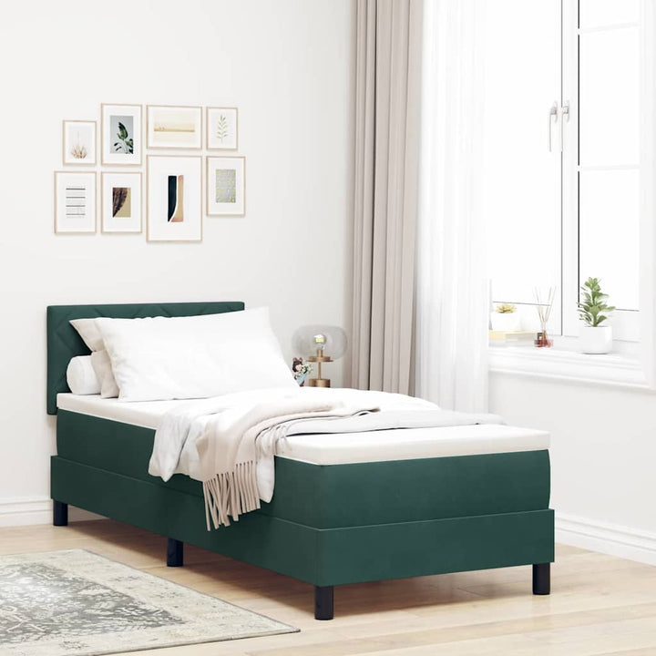 LED Box Spring Bed med hovedgærde Mørkegrøn 80 x 200 cm Fløjl