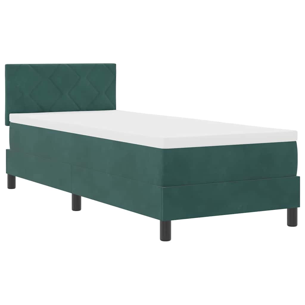 LED Box Spring Bed med hovedgærde Mørkegrøn 80 x 200 cm Fløjl