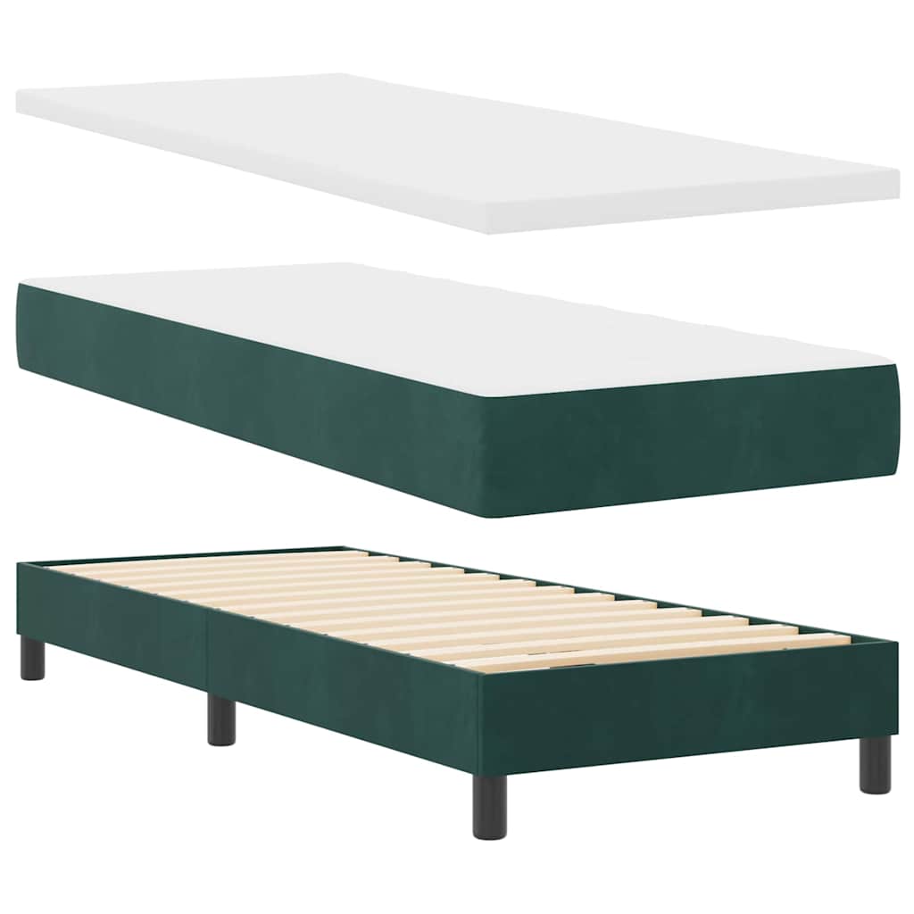LED Box Spring Bed med hovedgærde Mørkegrøn 80 x 200 cm Fløjl