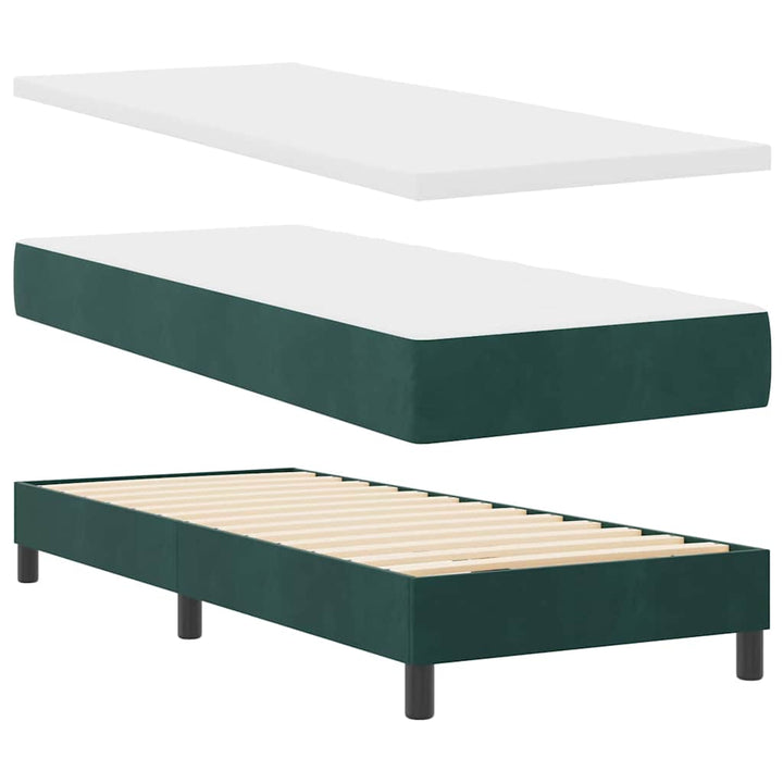LED Box Spring Bed med hovedgærde Mørkegrøn 80 x 200 cm Fløjl