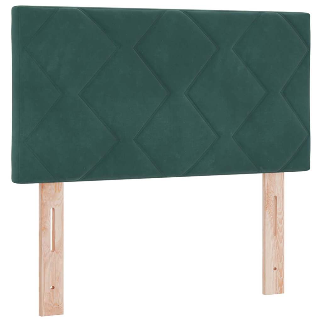 LED Box Spring Bed med hovedgærde Mørkegrøn 80 x 200 cm Fløjl