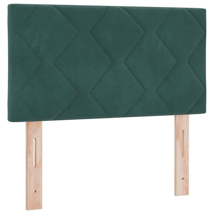 LED Box Spring Bed med hovedgærde Mørkegrøn 80 x 200 cm Fløjl