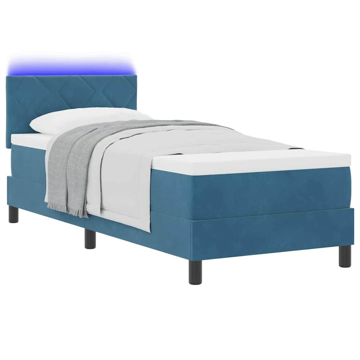 LED Box Spring Bed med hovedgærde Mørk blå 80 x 200 cm Fløjl
