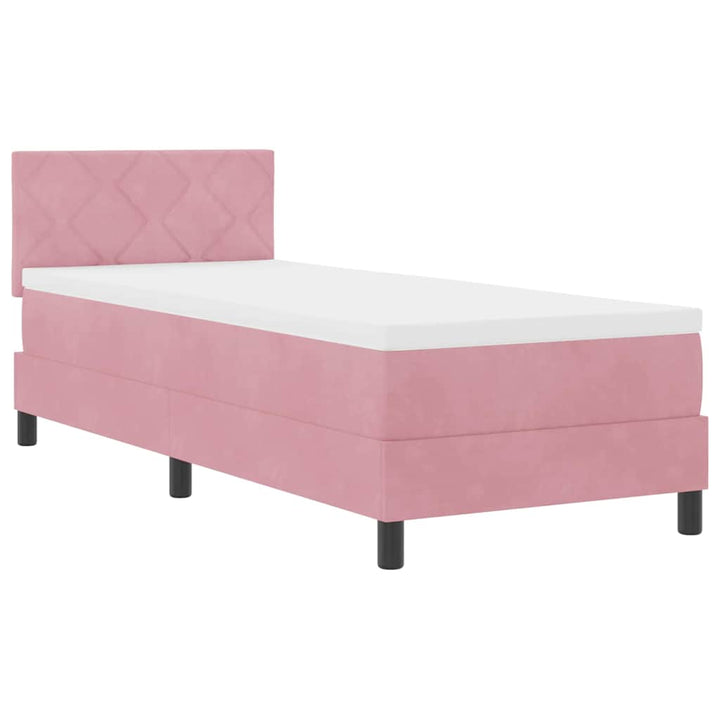 LED Box Spring Bed med hovedgærde Lyserød 80 x 200 cm Fløjl