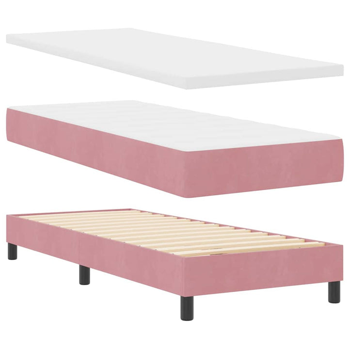 LED Box Spring Bed med hovedgærde Lyserød 80 x 200 cm Fløjl