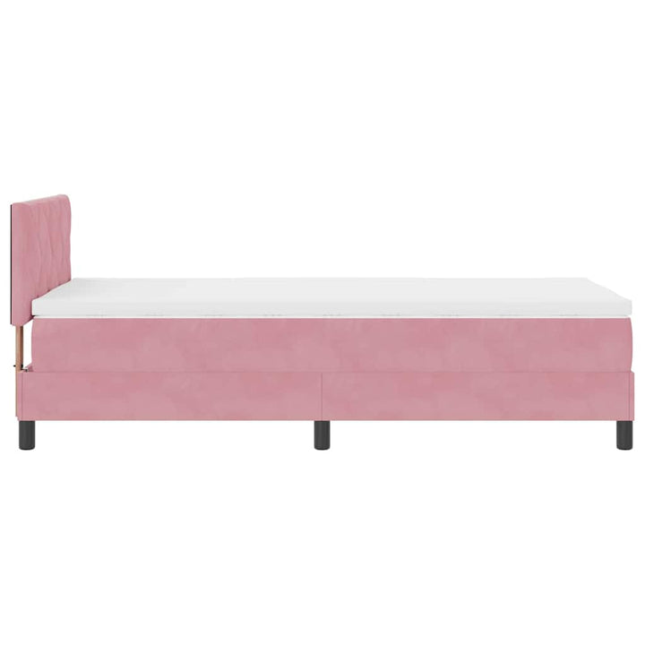 LED Box Spring Bed med hovedgærde Lyserød 90 x 190 cm Fløjl