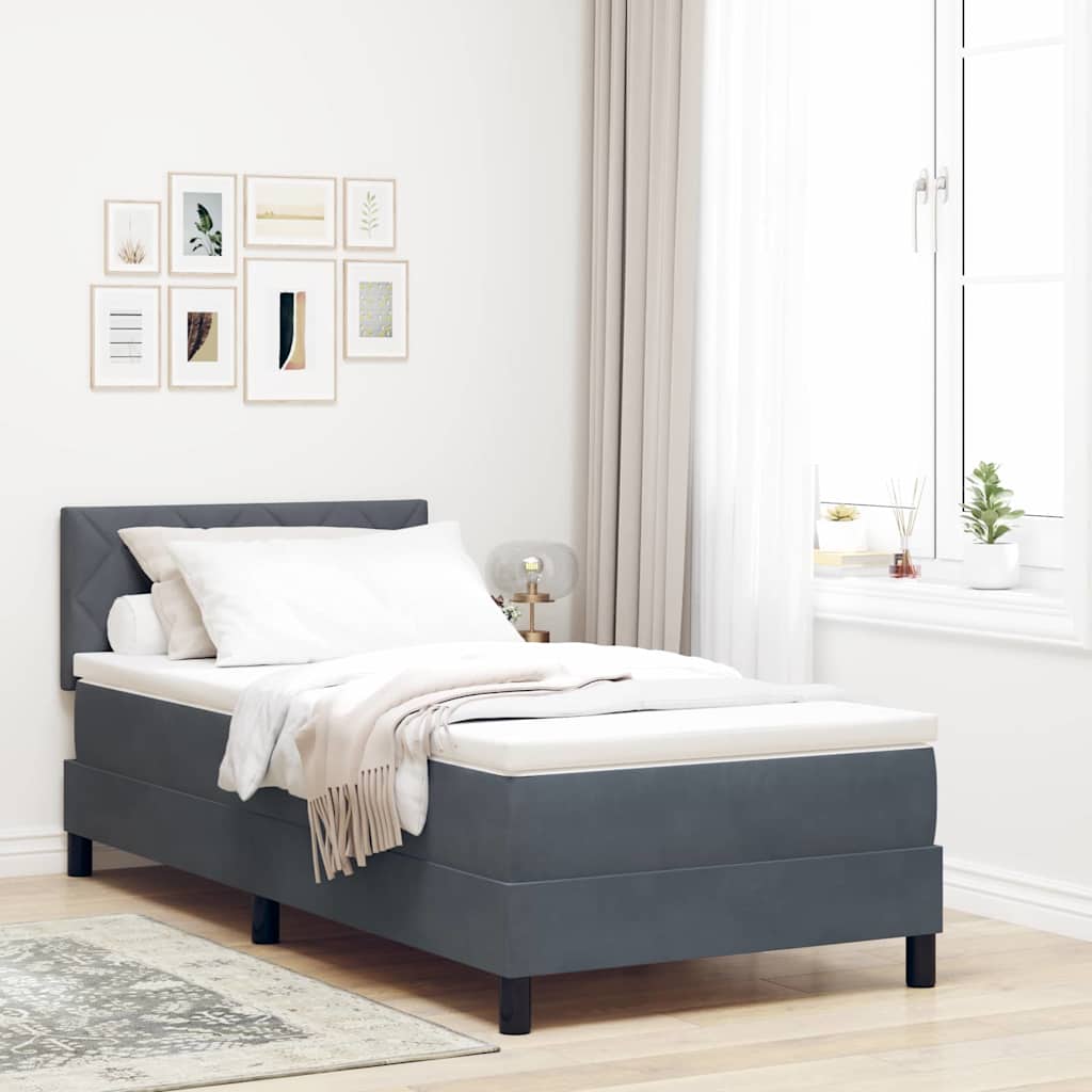 LED Box Spring Bed med hovedgærde Mørkegrå 100 x 200 cm Fløjl