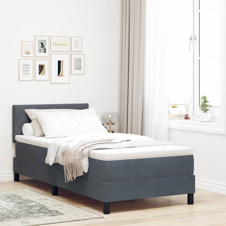 LED Box Spring Bed med hovedgærde Mørkegrå 100 x 200 cm Fløjl