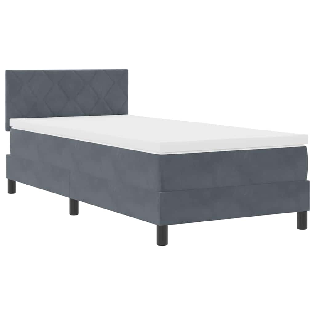 LED Box Spring Bed med hovedgærde Mørkegrå 100 x 200 cm Fløjl