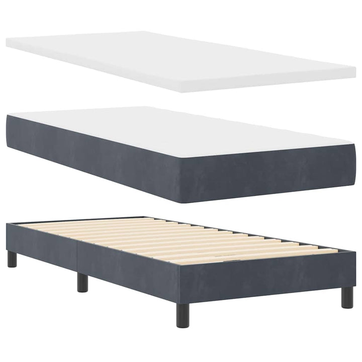 LED Box Spring Bed med hovedgærde Mørkegrå 100 x 200 cm Fløjl