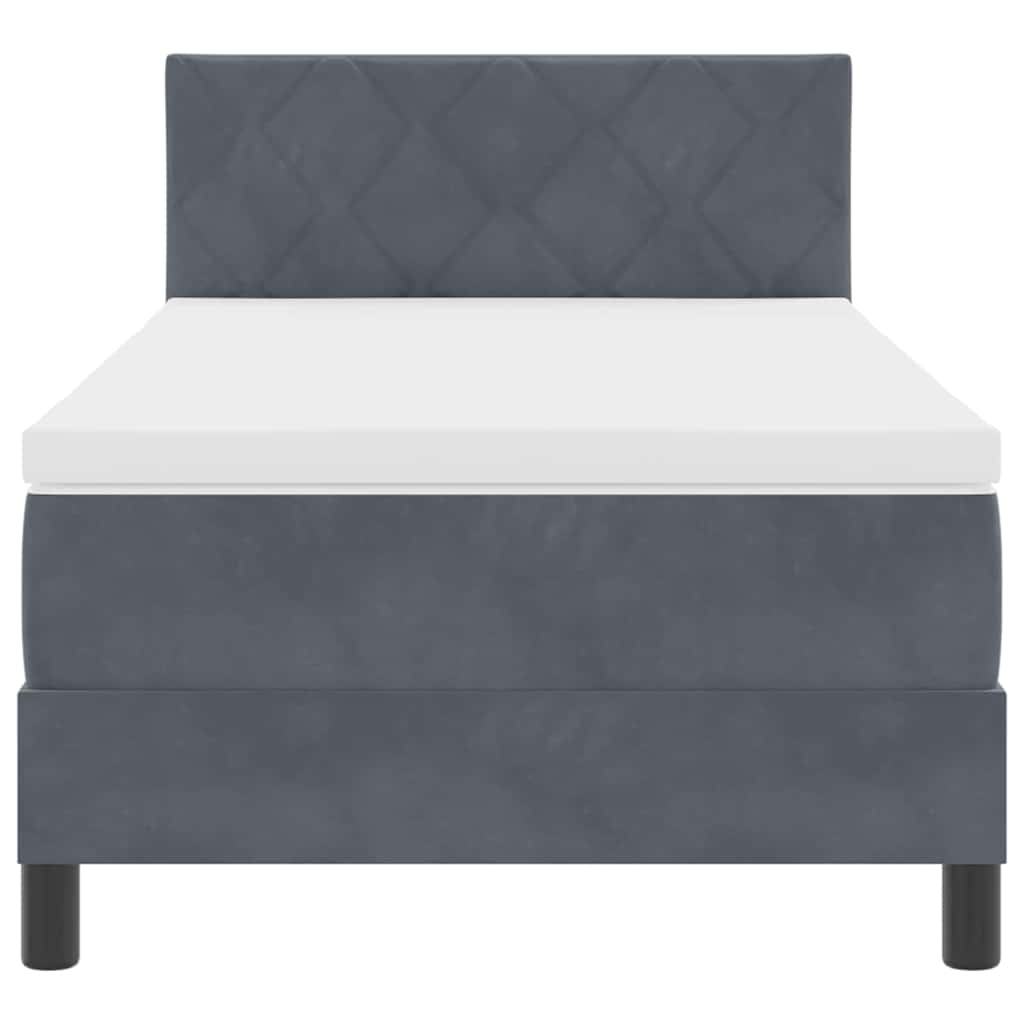LED Box Spring Bed med hovedgærde Mørkegrå 100 x 200 cm Fløjl