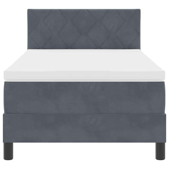 LED Box Spring Bed med hovedgærde Mørkegrå 100 x 200 cm Fløjl