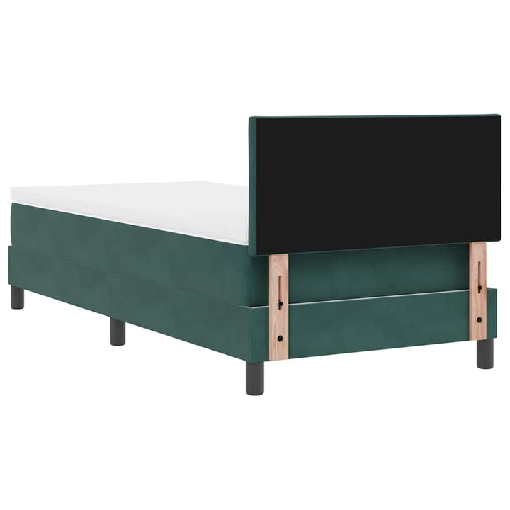 LED Box Spring Bed med hovedgærde Mørkegrøn 100 x 200 cm Fløjl