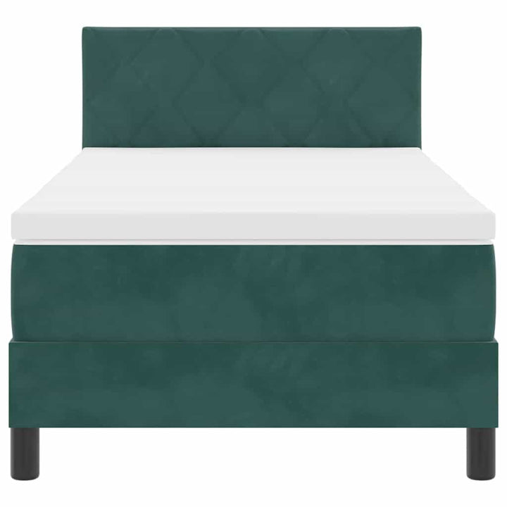 LED Box Spring Bed med hovedgærde Mørkegrøn 100 x 200 cm Fløjl