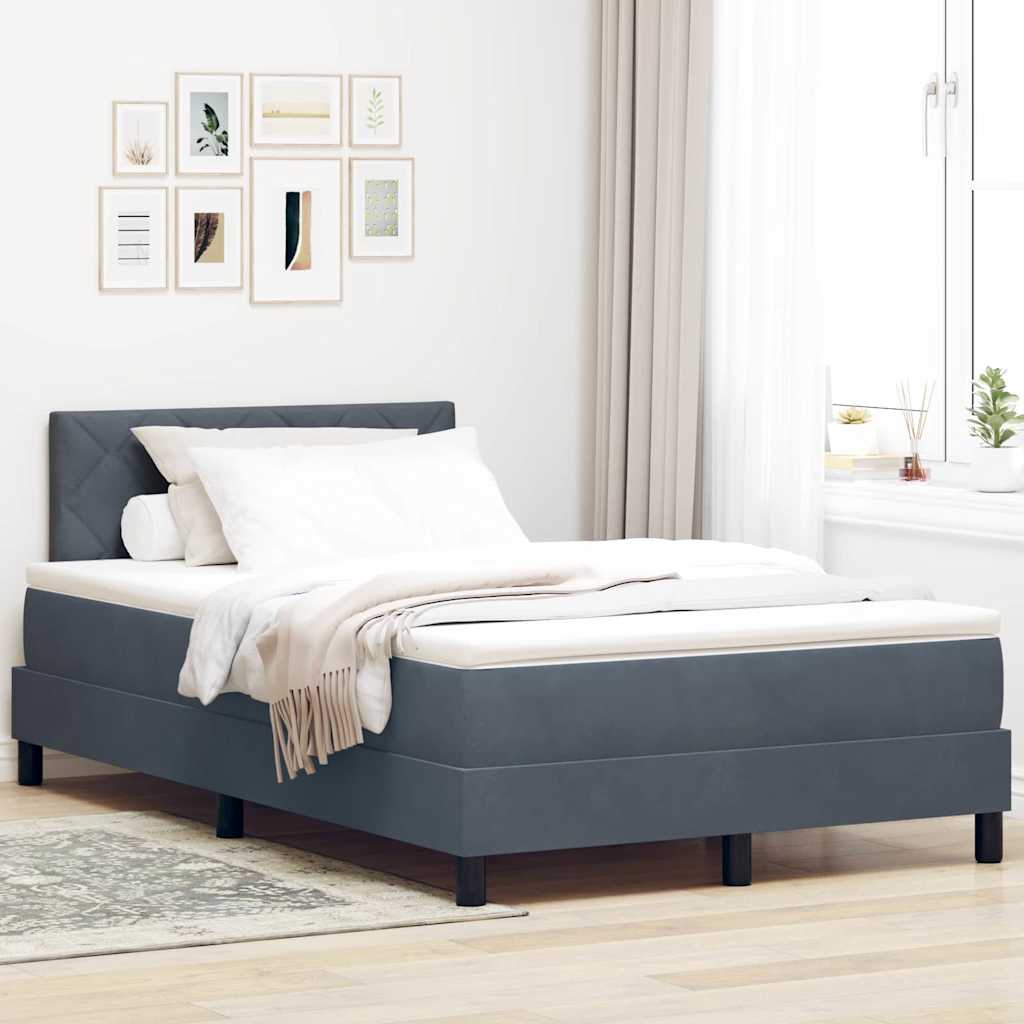 LED Box Spring Bed med hovedgærde Mørkegrå 120 x 190 cm Fløjl