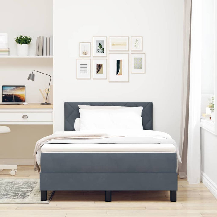 LED Box Spring Bed med hovedgærde Mørkegrå 120 x 190 cm Fløjl