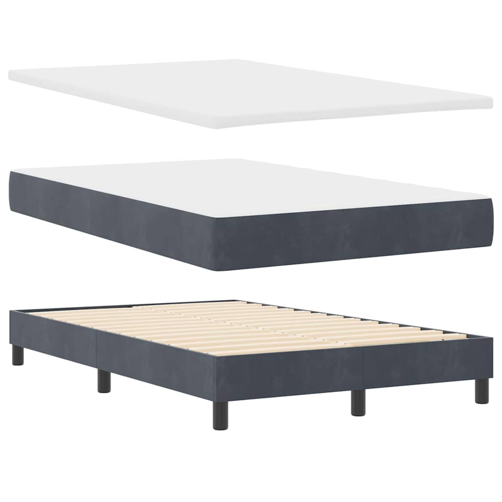 LED Box Spring Bed med hovedgærde Mørkegrå 120 x 190 cm Fløjl
