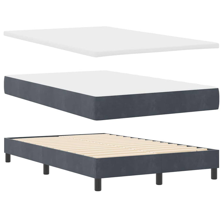 LED Box Spring Bed med hovedgærde Mørkegrå 120 x 190 cm Fløjl