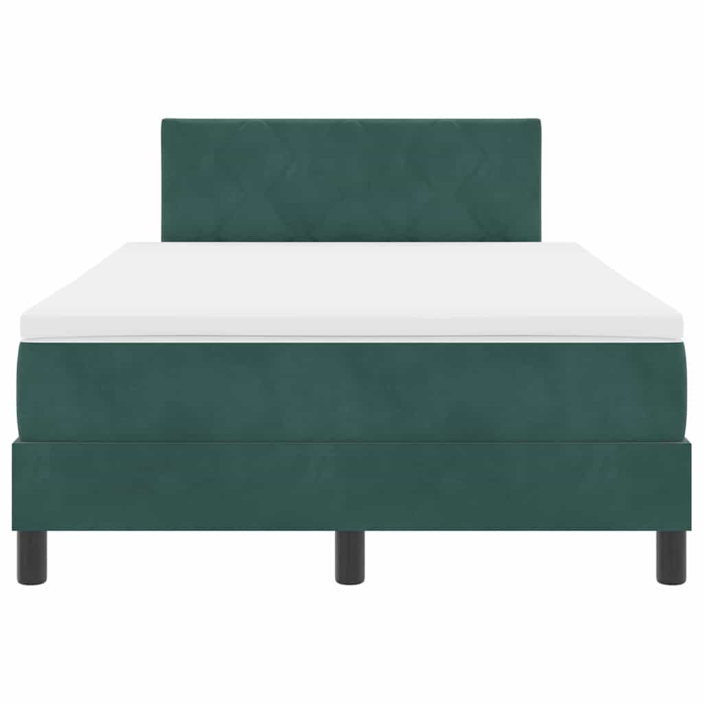 LED Box Spring Bed med hovedgærde Mørkegrøn 120 x 190 cm Fløjl