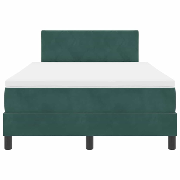 LED Box Spring Bed med hovedgærde Mørkegrøn 120 x 190 cm Fløjl