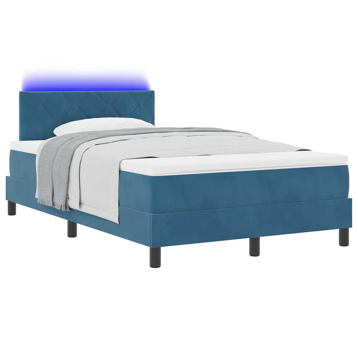 LED Box Spring Bed med hovedgærde Mørk blå 120 x 190 cm Fløjl