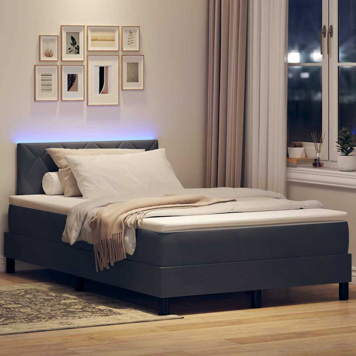 LED Box Spring Bed med hovedgærde Mørkegrå 120 x 200 cm Fløjl