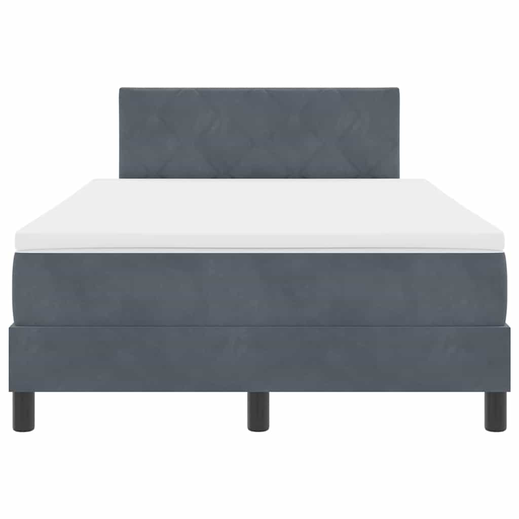 LED Box Spring Bed med hovedgærde Mørkegrå 120 x 200 cm Fløjl