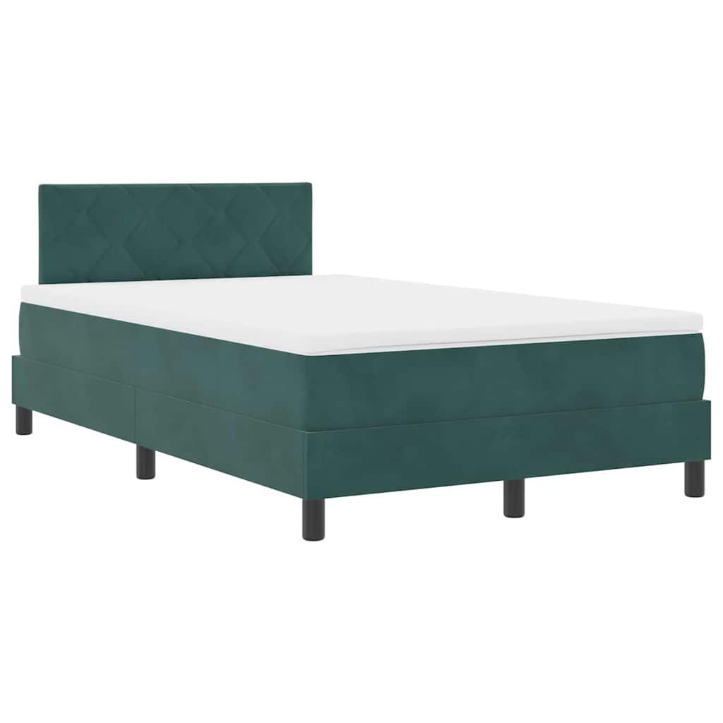 LED Box Spring Bed med hovedgærde Mørkegrøn 120 x 200 cm Fløjl