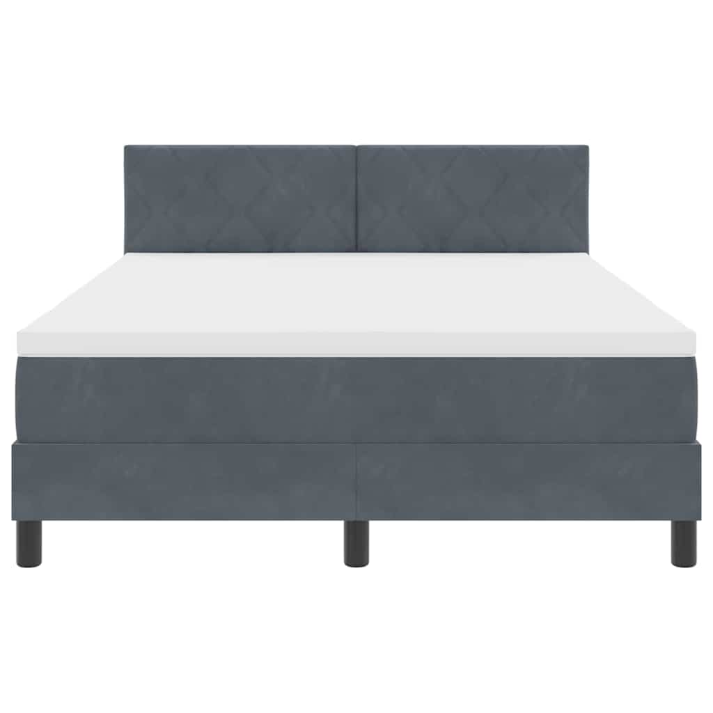 LED Box Spring Bed med hovedgærde Mørkegrå 140 x 190 cm Fløjl