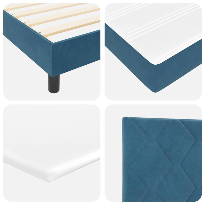 LED Box Spring Bed med hovedgærde Mørk blå 140 x 200 cm Fløjl