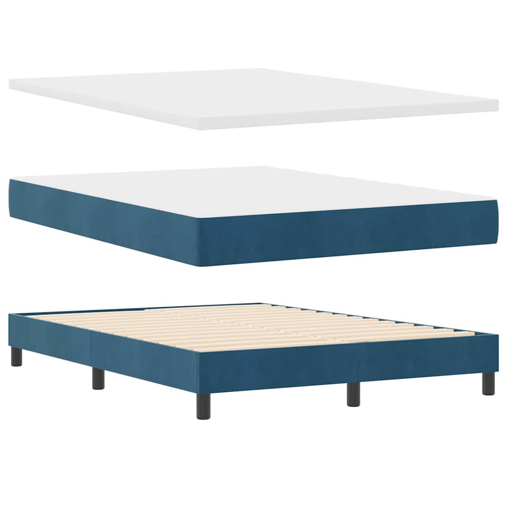 LED Box Spring Bed med hovedgærde Mørk blå 140 x 200 cm Fløjl