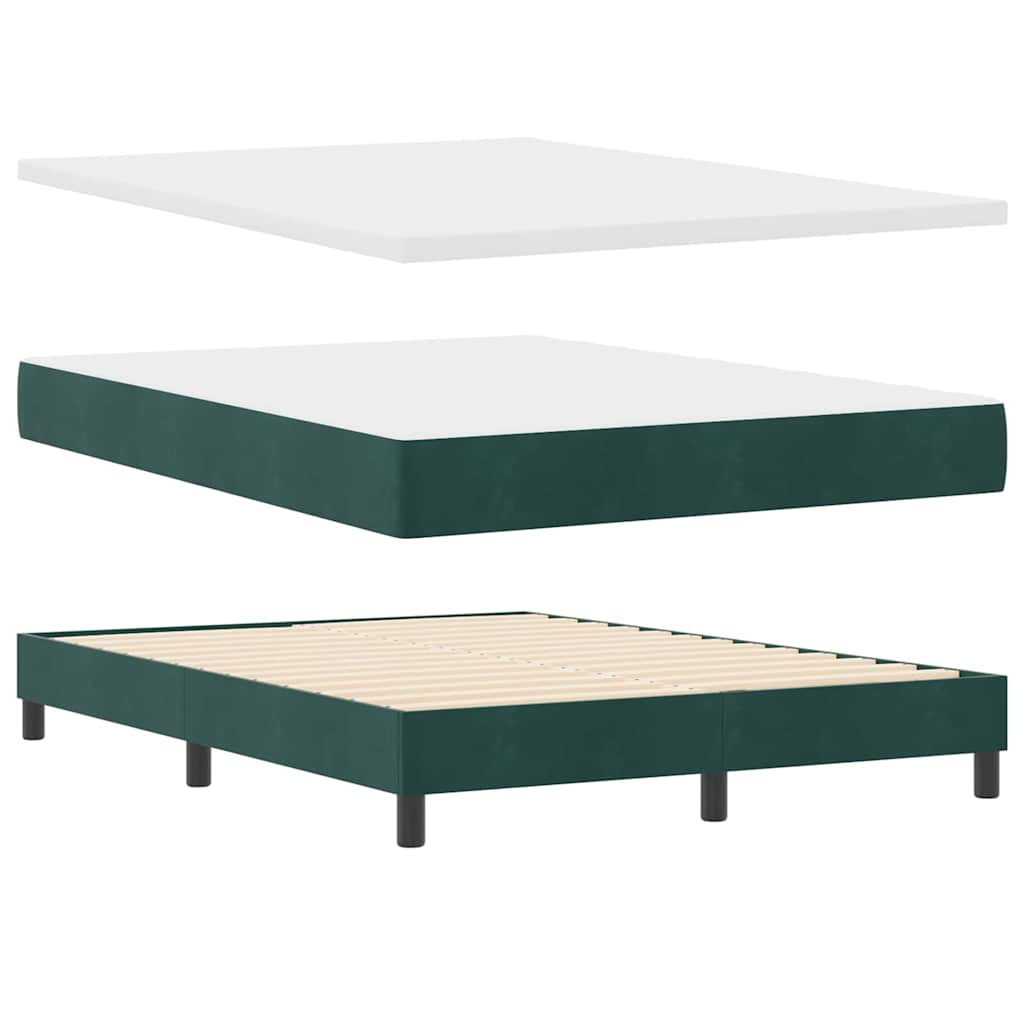 LED Box Spring Bed med hovedgærde Mørkegrøn 160 x 200 cm Fløjl