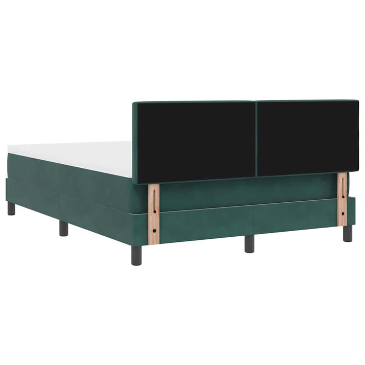 LED Box Spring Bed med hovedgærde Mørkegrøn 160 x 200 cm Fløjl