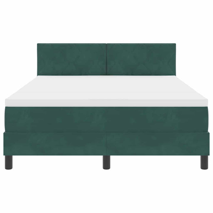 LED Box Spring Bed med hovedgærde Mørkegrøn 160 x 200 cm Fløjl