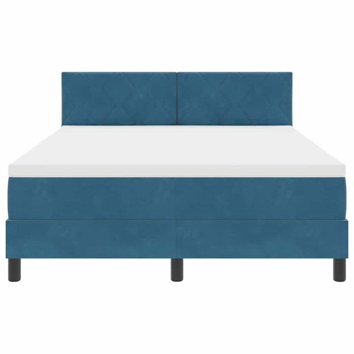 LED Box Spring Bed med hovedgærde Mørk blå 160 x 200 cm Fløjl