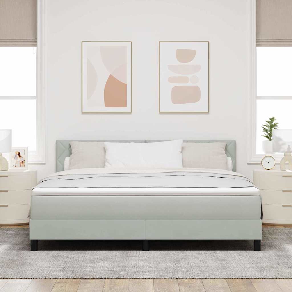 LED Box Spring Bed med hovedgærde Lysegrå 180 x 200 cm Fløjl