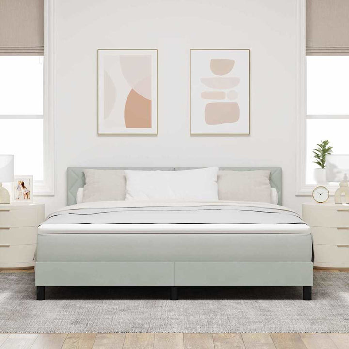 LED Box Spring Bed med hovedgærde Lysegrå 180 x 200 cm Fløjl