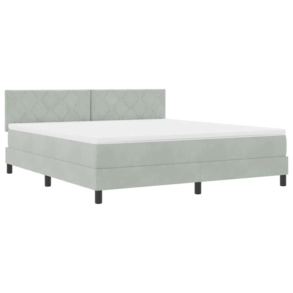 LED Box Spring Bed med hovedgærde Lysegrå 180 x 200 cm Fløjl