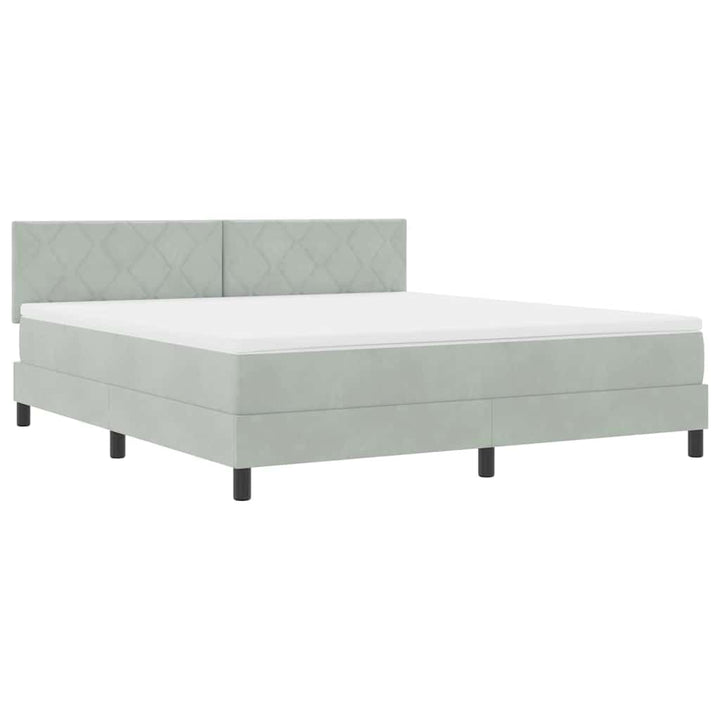 LED Box Spring Bed med hovedgærde Lysegrå 180 x 200 cm Fløjl