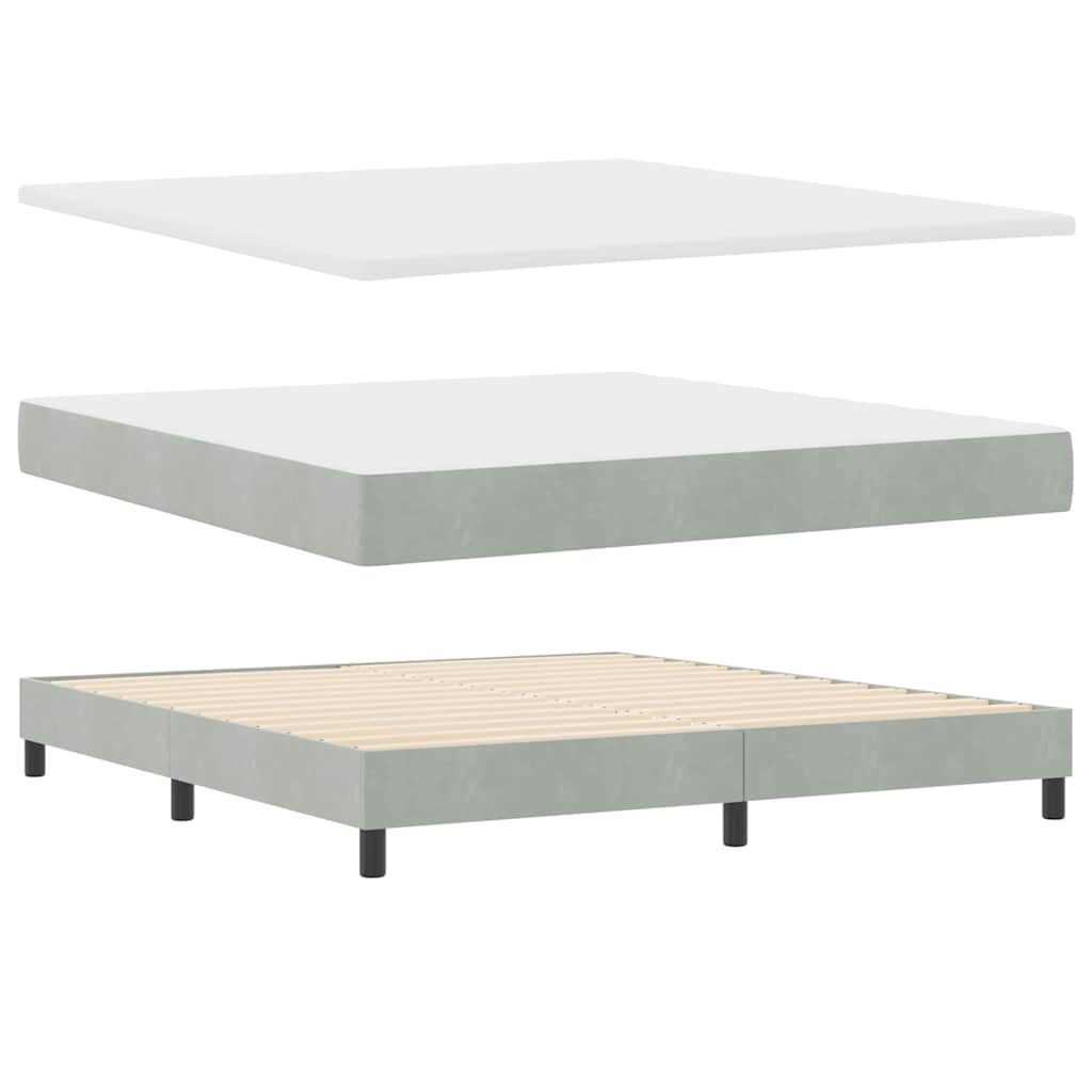 LED Box Spring Bed med hovedgærde Lysegrå 180 x 200 cm Fløjl