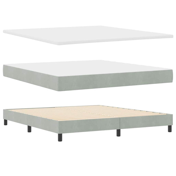 LED Box Spring Bed med hovedgærde Lysegrå 180 x 200 cm Fløjl