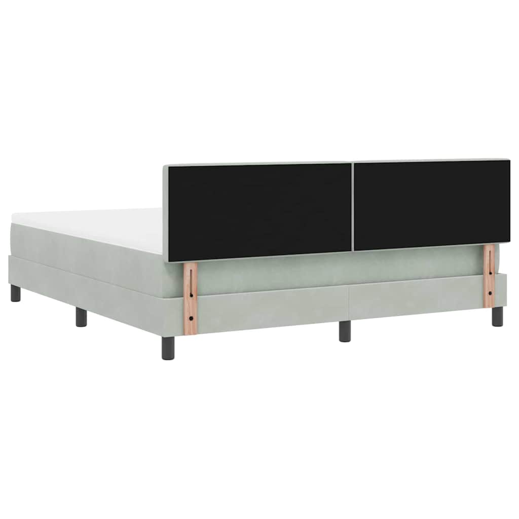 LED Box Spring Bed med hovedgærde Lysegrå 180 x 200 cm Fløjl