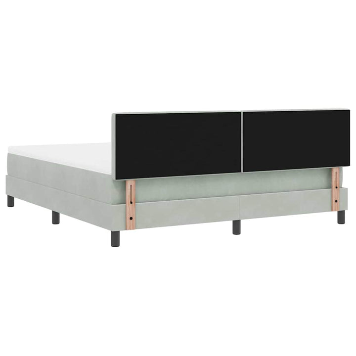 LED Box Spring Bed med hovedgærde Lysegrå 180 x 200 cm Fløjl