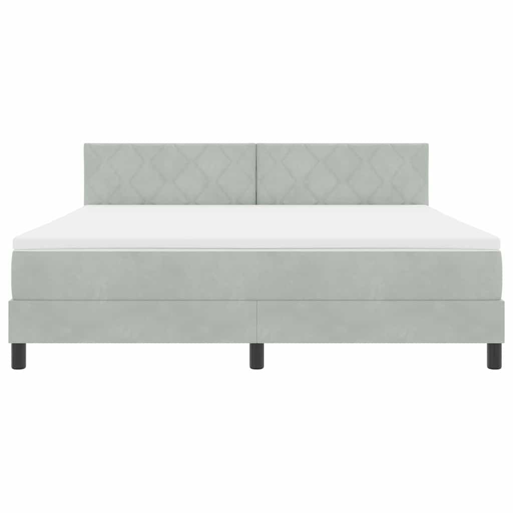 LED Box Spring Bed med hovedgærde Lysegrå 180 x 200 cm Fløjl