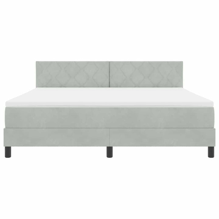 LED Box Spring Bed med hovedgærde Lysegrå 180 x 200 cm Fløjl