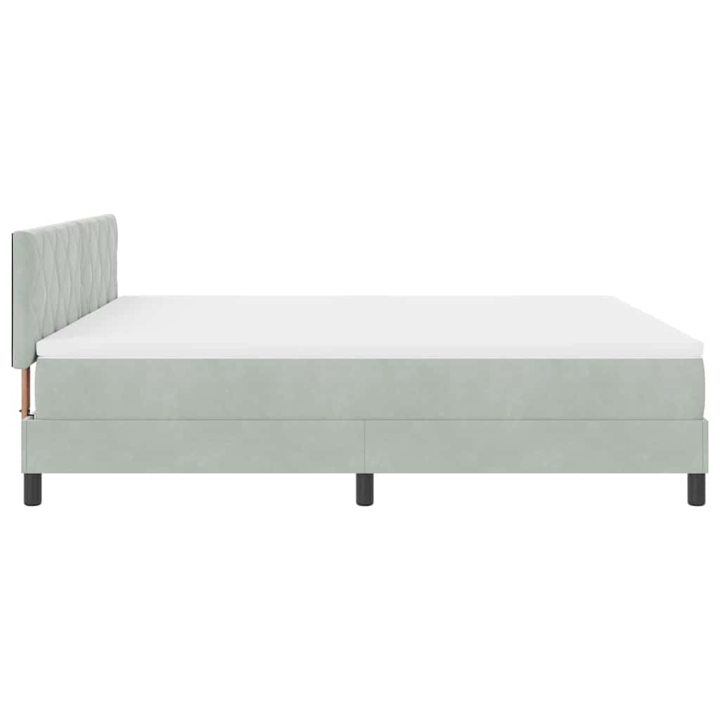 LED Box Spring Bed med hovedgærde Lysegrå 180 x 200 cm Fløjl
