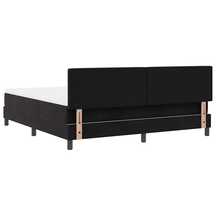 LED Box Spring Bed med hovedgærde Sort 180 x 200 cm Fløjl