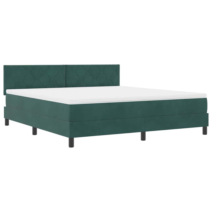 LED Box Spring Bed med hovedgærde Mørkegrøn 180 x 200 cm Fløjl